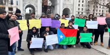 گوادر میں پاکستانی پولیس کی بربریت کے خلاف لندن میں بلوچ کارکنوں کا احتجاجی مظاہرہ