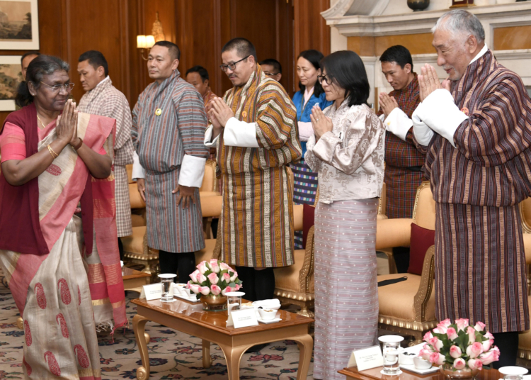 A Parliamentary Delegation from Bhutan led by H.E. Wangchuk Namgyel, Speaker of the National Assembly of Bhutan calls on the President, Smt. Droupadi Murmu at Rashtrapati Bhavan, in New Delhi on Fabruary 07, 2023.