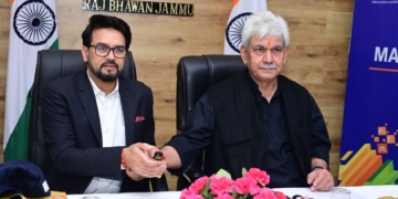 لیفٹیننٹ گورنر اور مرکزی وزیر کھیل نے تیسرے کھیلو انڈیا قومی سرمائی کھیلوں کے ترانے، میسکوٹ اور جرسی کا آغاز